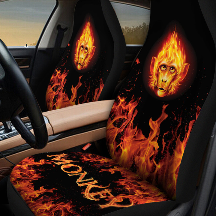 Monkey Flame Head Fire Pattern Car Seat Cover