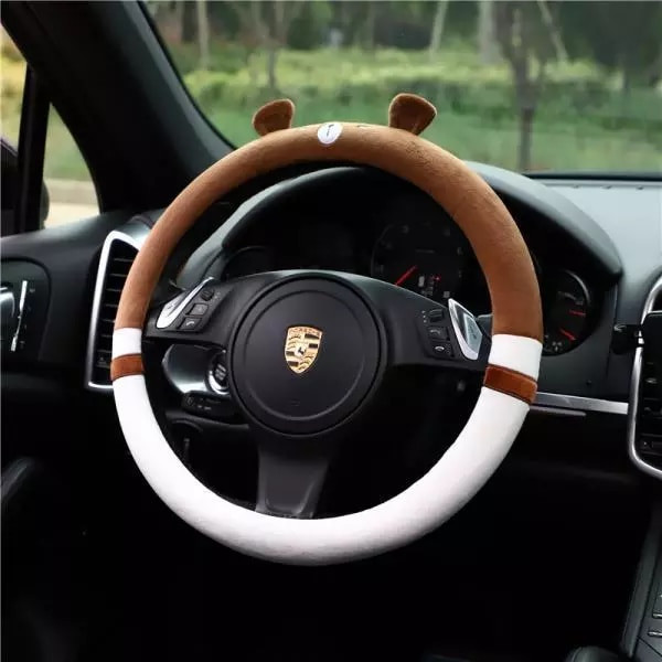 Bear Cartoon Animal Plush Warm Winter Steering Lovely Car Steering Wheel Cover
