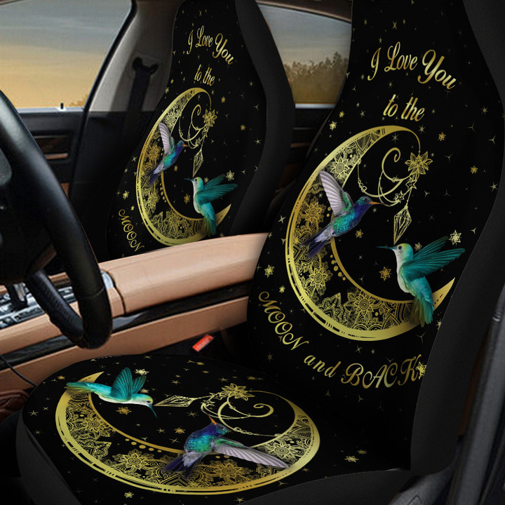 Hummingbird I Love You To The Moon And Back Golden Mandala Pattern Car Seat Covers