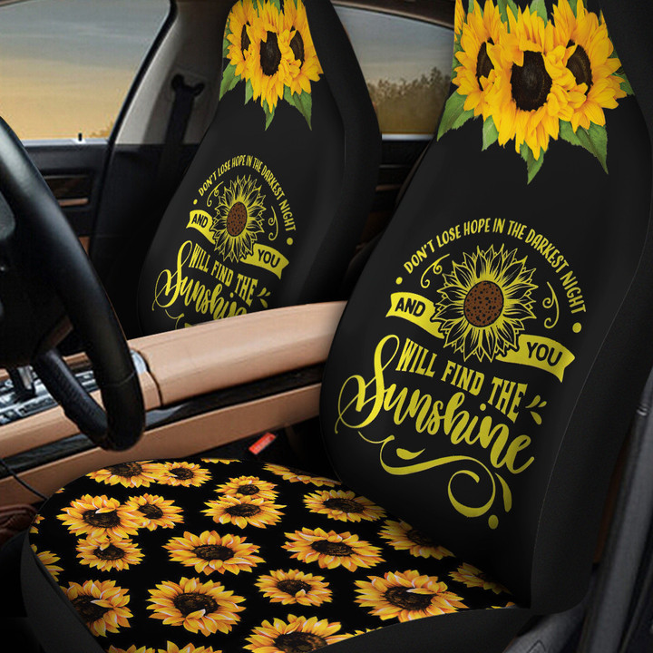 Sunshine And Sunflowers In Black Background Car Seat Cover