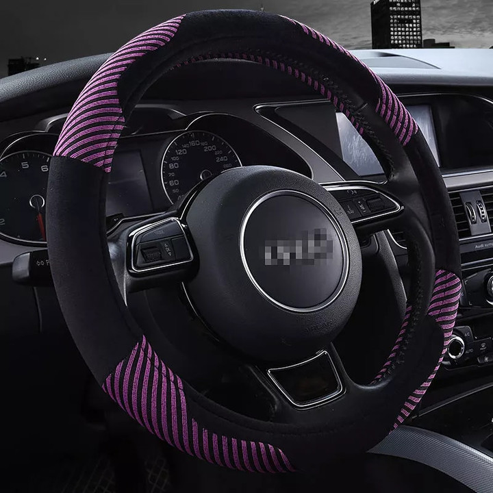 Striped Plush Winter Car Steering Wheels Cover