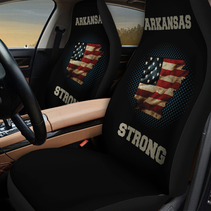 Arkansas Strong American Flag Pattern In Navy Blue And Black Car Seat Cover