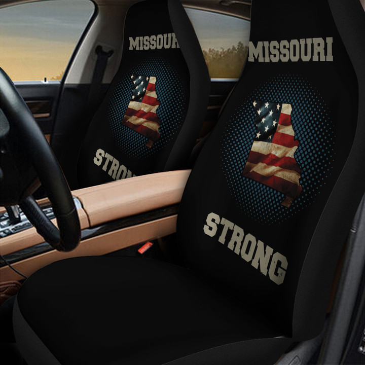 Missouri Strong American Flag Pattern In Navy Blue And Black Car Seat Cover
