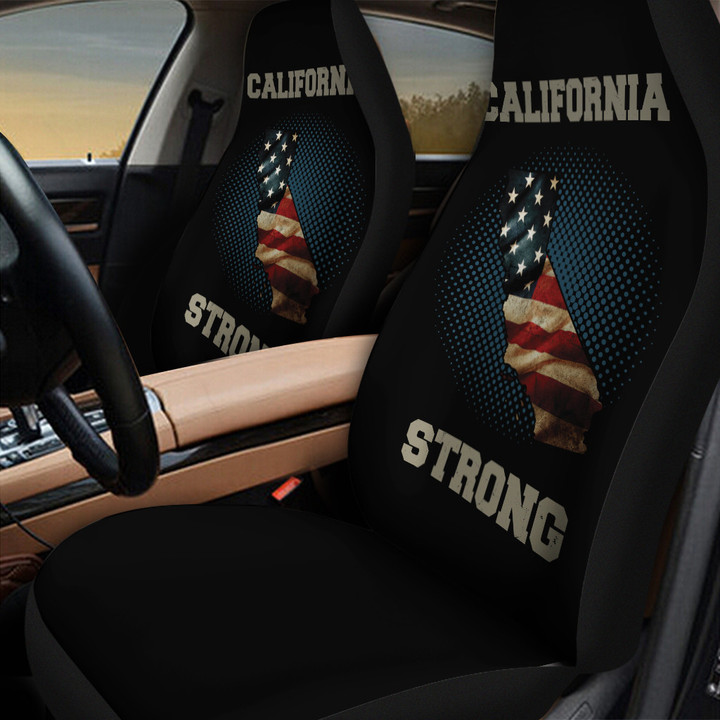 California Strong American Flag Pattern In Navy Blue And Black Car Seat Cover