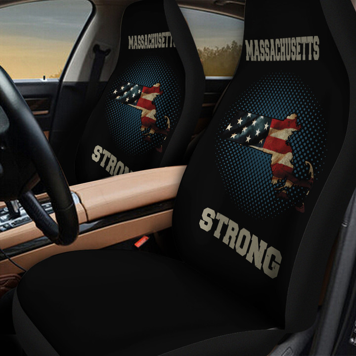 Massachusetts Strong American Flag Pattern In Navy Blue And Black Car Seat Cover