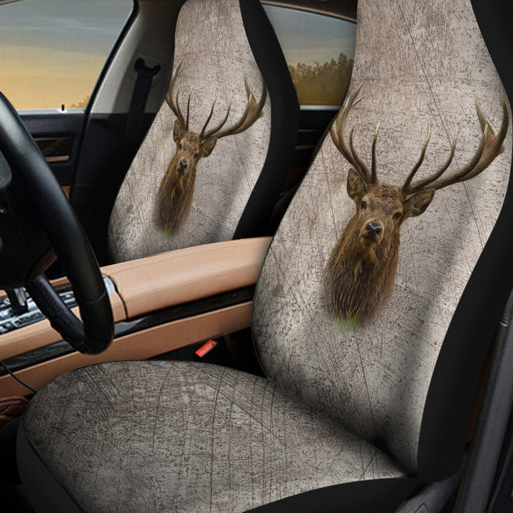 Deer In Gray Background Car Seat Cover