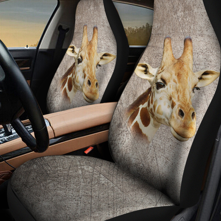 Giraffe In Gray Background Car Seat Cover