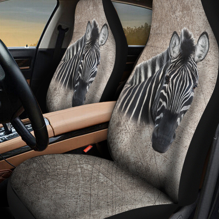 Zebra In Gray Background Car Seat Cover