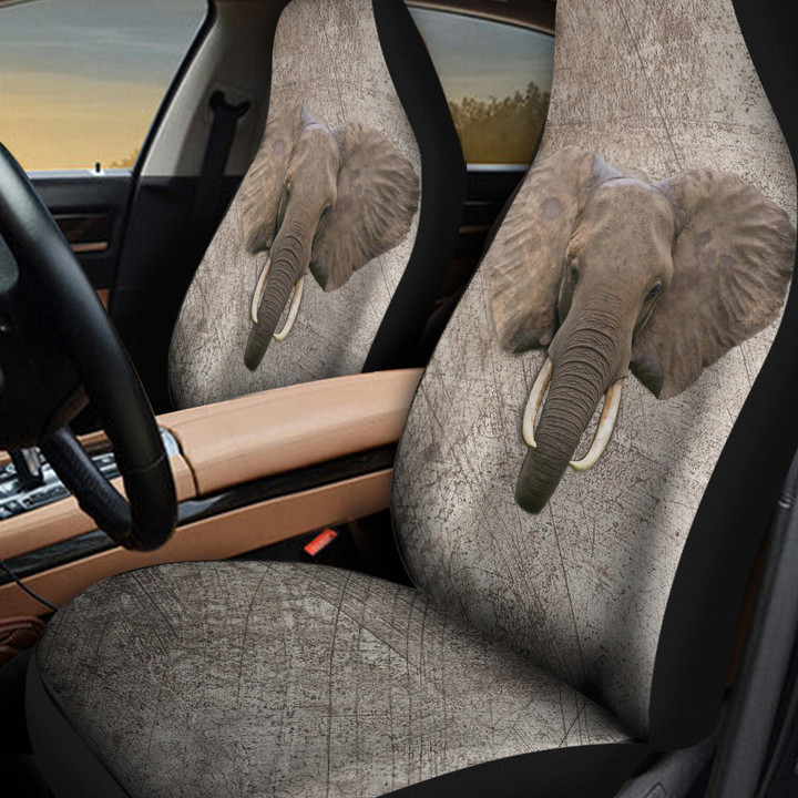 Elephant In Gray Background Car Seat Cover