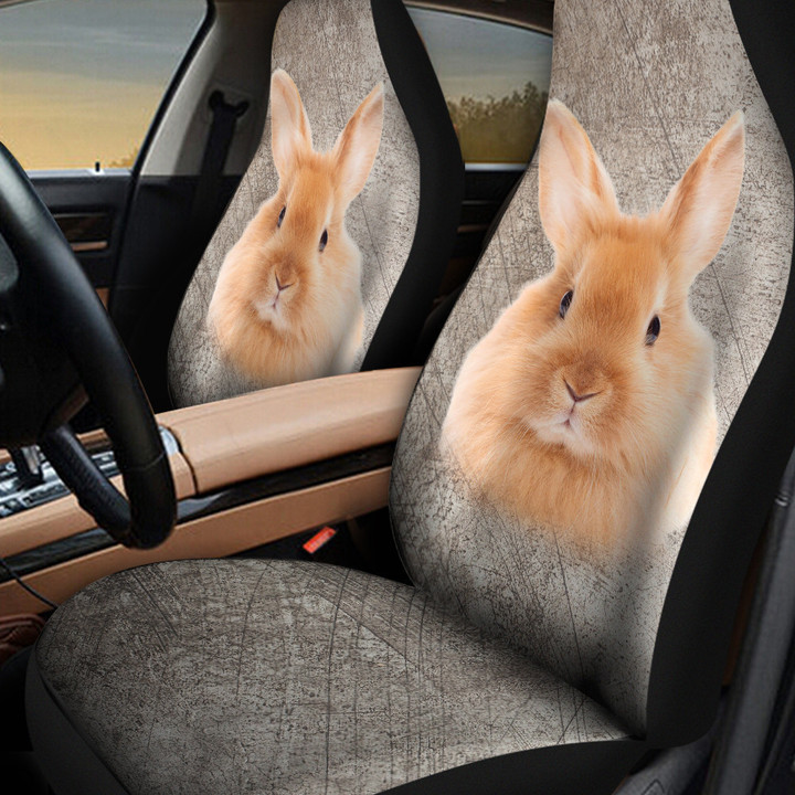 Rabbit In Gray Background Car Seat Cover