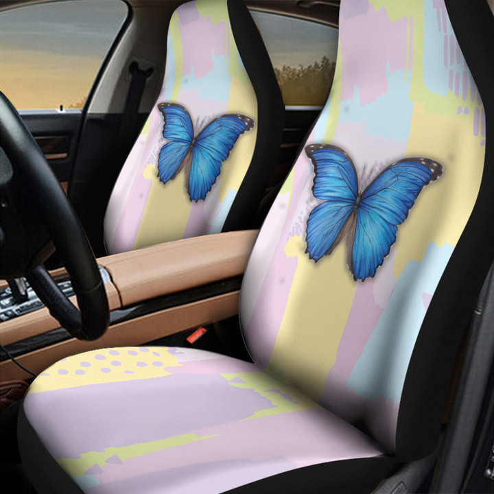 Butterfly In Purple And Yellow Pastel Background Car Seat Cover