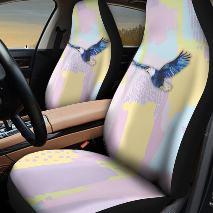 Eagle In Purple And Yellow Pastel Background Car Seat Cover
