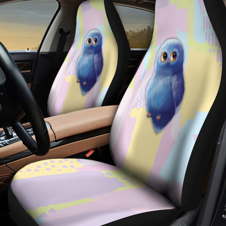 Owl In Purple And Yellow Pastel Background Car Seat Cover