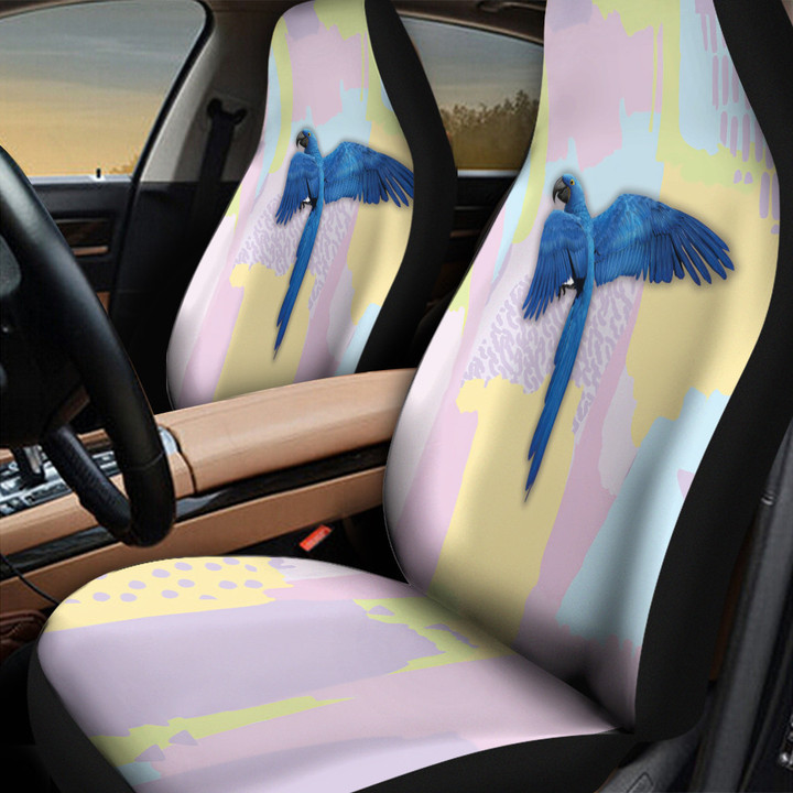 Parrot In Purple And Yellow Pastel Background Car Seat Cover