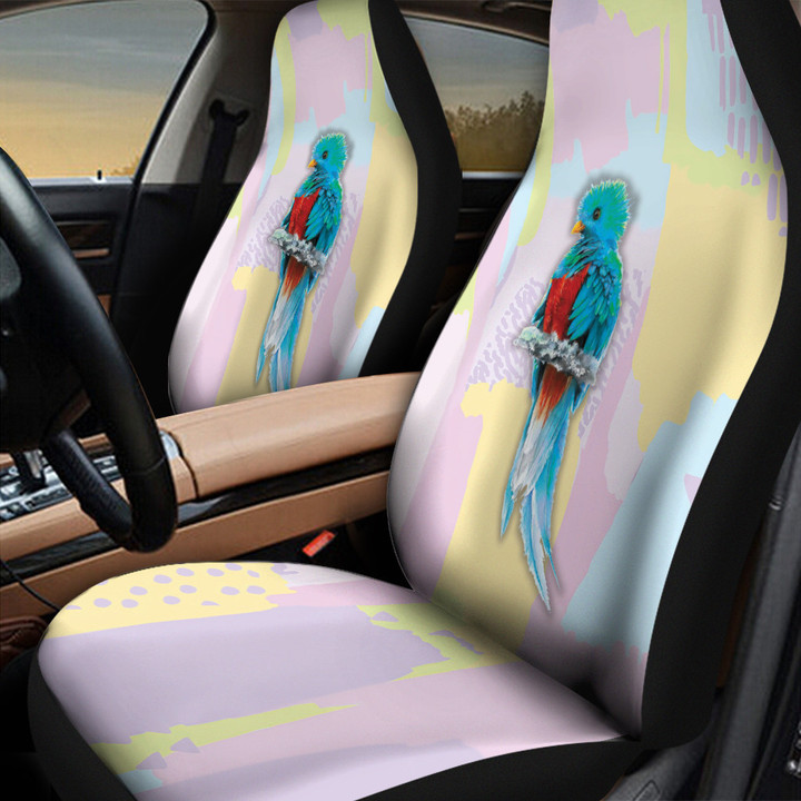 Quetzal In Purple And Yellow Pastel Background Car Seat Cover