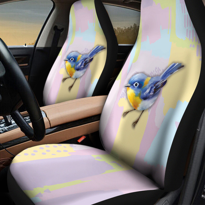 Sparrow In Purple And Yellow Pastel Background Car Seat Cover