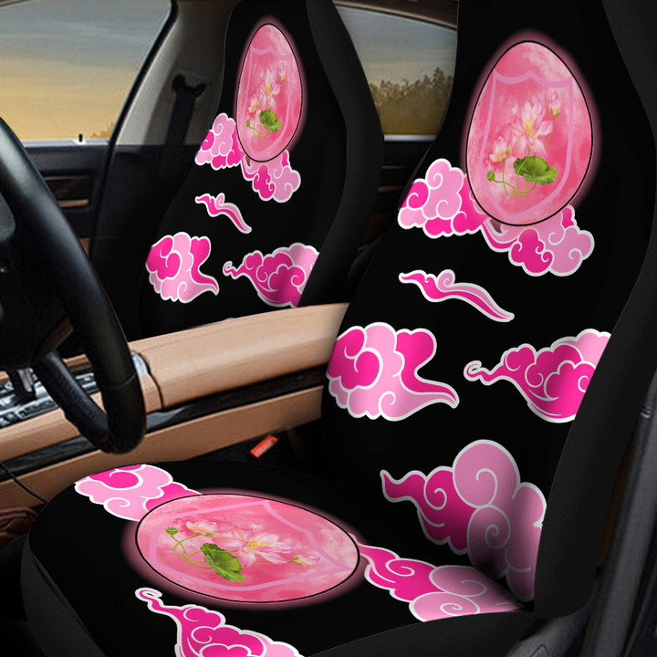 Lotus And Pink Clouds In Black Background Car Seat Cover