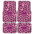 Personalised Custom Pink Leopard Print Initial Monogram Car Mats, Perfect Gift for Him or Her