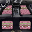 Pink Japanese Kimono personalized Car mat, Demon girl Anime car accessory, Cute girl Yukata car interior decor women car floor mat set