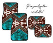 Cow Hide Turquoise Western Car Mats