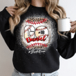 Personalized Mothers Day Bleached Sweatshirt, Gift For Mom From Daughter Son, Baseball Mom Leopard Crewneck Sweatshirt