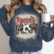 Mothers Day Bleached Sweatshirt, Gift For Mom From Daughter Son, Soccer Mom Leopard Crewneck Sweatshirt