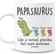 Papasaurus Papa Dinosaur Dad Funny Coffee Mug, Fathers Day Mug, Gift For Dog Dad From Daughter Son