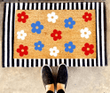 Red, White & Blue Daisies Doormat, 4th of July Independence Day