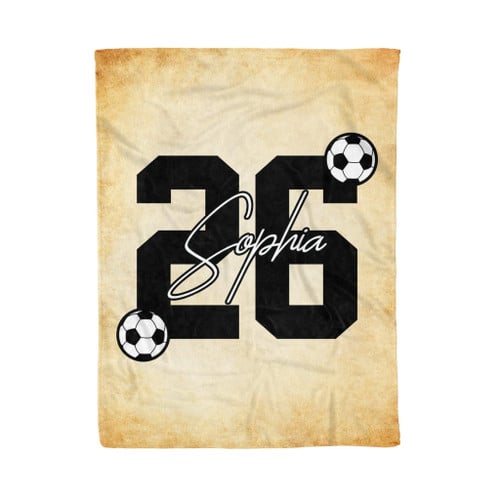 Personalized Retro Soccer Fleece Blanket