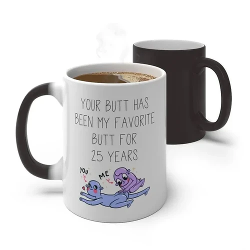 25Th Anniversary 25 Year Color Changing Mug, Funny Magic Coffee Cup, Birthday Gifts For Men And Women Color Changing Mug, Funny Gift For Him/Her