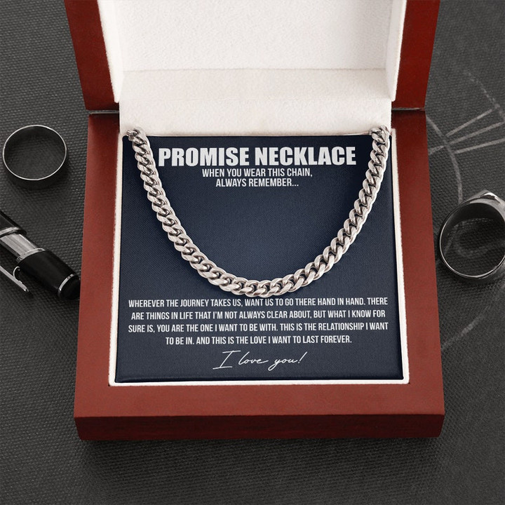 Valentines Day Gifts For Him, Cuban Necklace For Boyfriend/Husband, Promise Gift Necklace