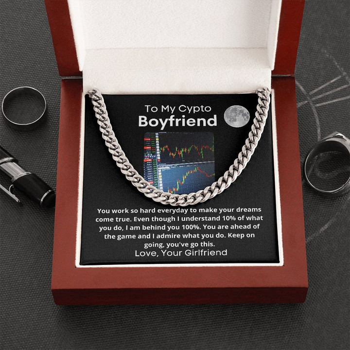 Valentines Day Gifts For Him, Cuban Necklace For Boyfriend, Crypto Trader Gift From Girlfriend