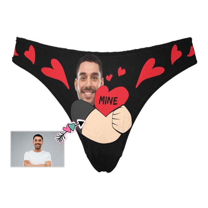 Custom Face Red Heart Mine Women's Classic Thong, Valentine Day Gift