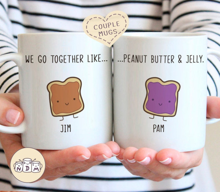 We Go Together Like Peanut Butter and Jelly Couple Valentine Mug For Him, Her, Husband, Wife, Boyfriend, Girlfriend Valentines Day Gift