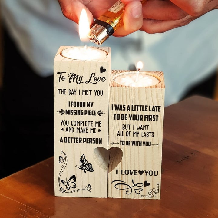 To My Love You're My Missing Piece | From Husband To Wife | Candle Holder | Wedding's Gift | Anniversary's Gifts | Birthday's Gift