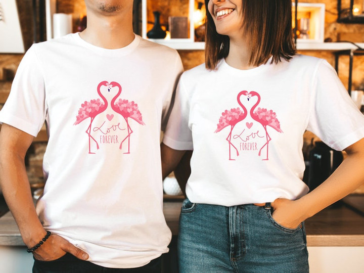 Flamingo Lover Pink Tshirt For him, her, boyfriend, girlfriend, wife, husband Valentines Day Gift