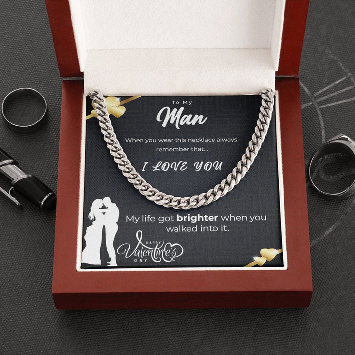 To My Man Chain Necklace Valentines Day Necklace For Him Mens Valentine Gifts To My Badass Husband Cuban Chain Necklace To My Man Necklace