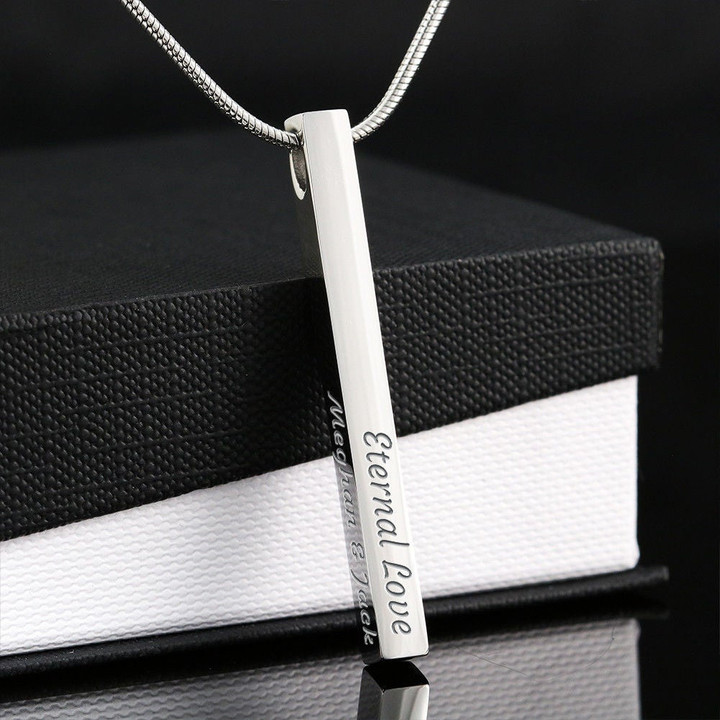 Engraved 3D Bar Necklace- Free Gift Box Included