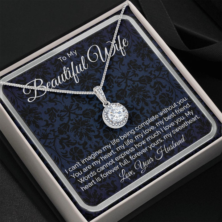 Wife Necklace, Wife Gift, Gift from Husband, Wife Birthday Jewelry Thoughtful Message Card Eternal Hope Pendant