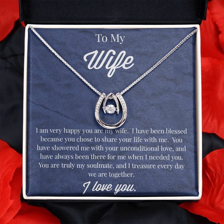 To My Wife Lucky In Love Necklace, Necklace for Wife, Valentines Necklace for Wife, Gift for My Soulmate
