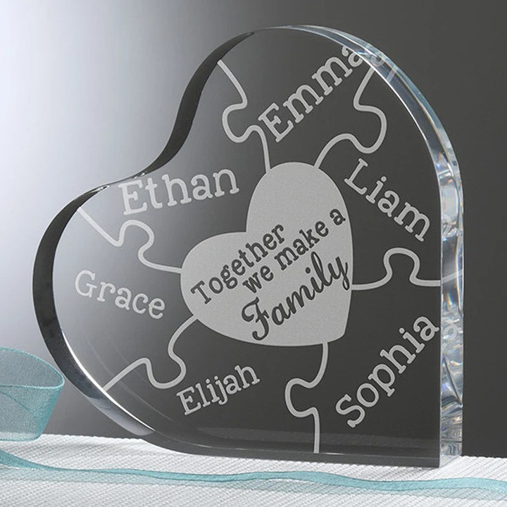Mother's Day Gift, We Make A Family Personalized Heart Keepsake, Crystal Heart Gifts for Her, Family Gifts