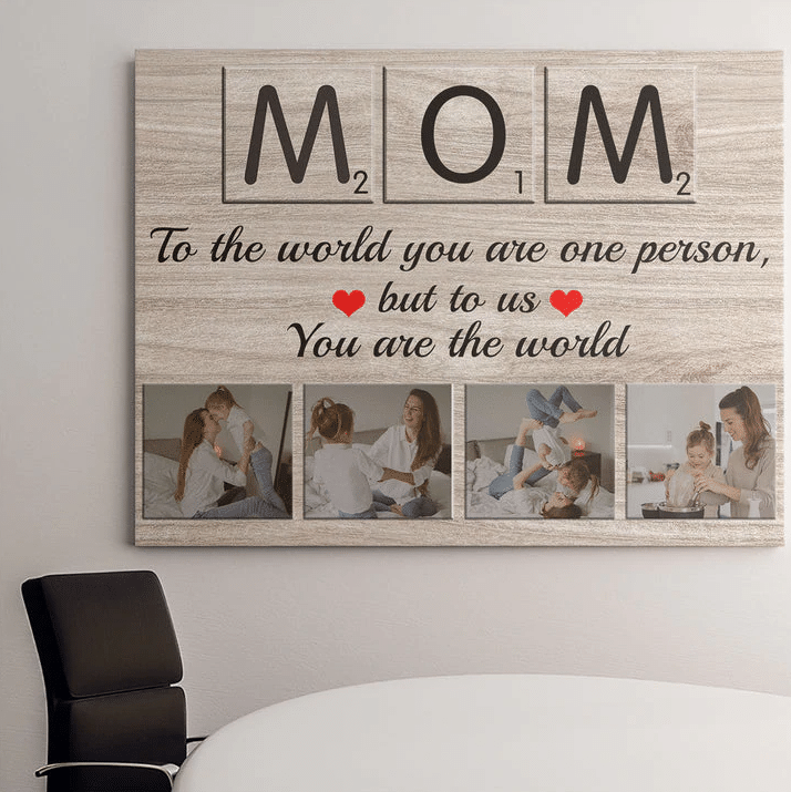 Personalized Mothers Day Canvas, Gift For Mom From Daughter Son, But To Us You Are The World Canvas
