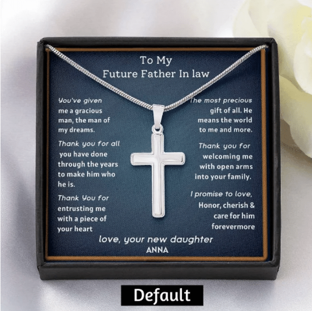 Fathers Day Cross Pendant Necklace, Gift For Future Father In Law From Daughter Son, Thank You For Welcoming Me Necklace