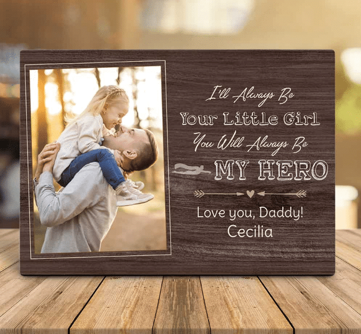 Personalized Fathers Day Canvas, Gift For Dad From Daughter Son, You Will Always Be My Hero Canvas