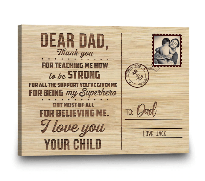 Personalized Fathers Day Canvas, Gift For StepDad From Daughter Son, Thank You For Teaching Me How To Be Strong Canvas