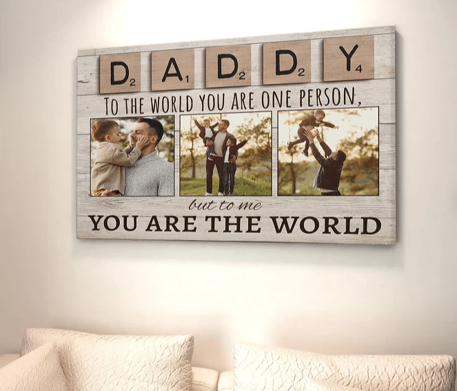 Personalized Fathers Day Canvas, Gift For Dad From Daughter Son, You're The World Canvas