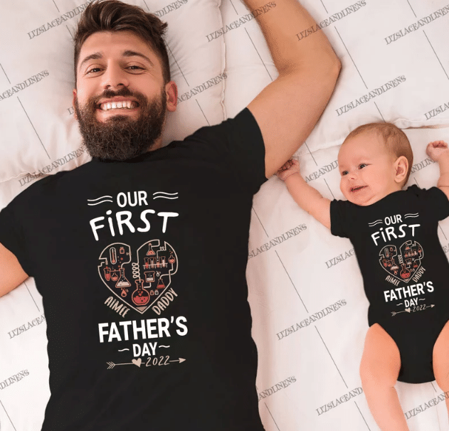 Our First Fathers Day T-shirt & Baby Onesie, Dad and Baby Matching Shirts, Father and Son/ Daughter, Father's Day Gift
