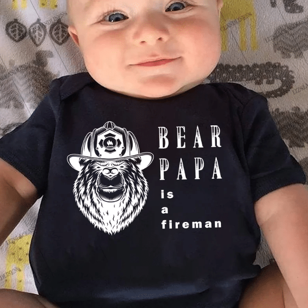Papa Bear Is A Fireman Baby Onesie, Dad and Baby Matching Shirts, Father and Son/ Daughter, Father's Day Gift