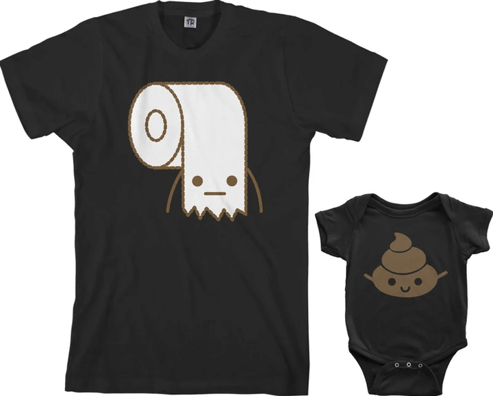 Toilet Paper & Poop Matching Set, Dad and Baby Matching Shirts, Father and Son/ Daughter, Father's Day Gift