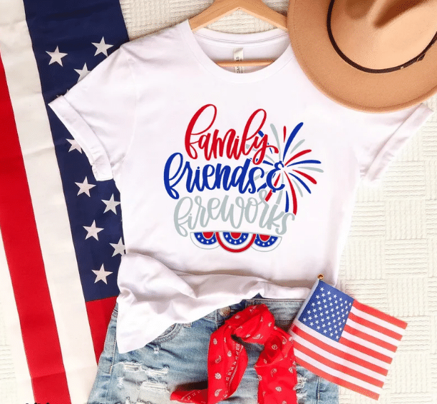 Family Friends and Fireworks Tee, Fourth Of July, Independence Day Tshirt